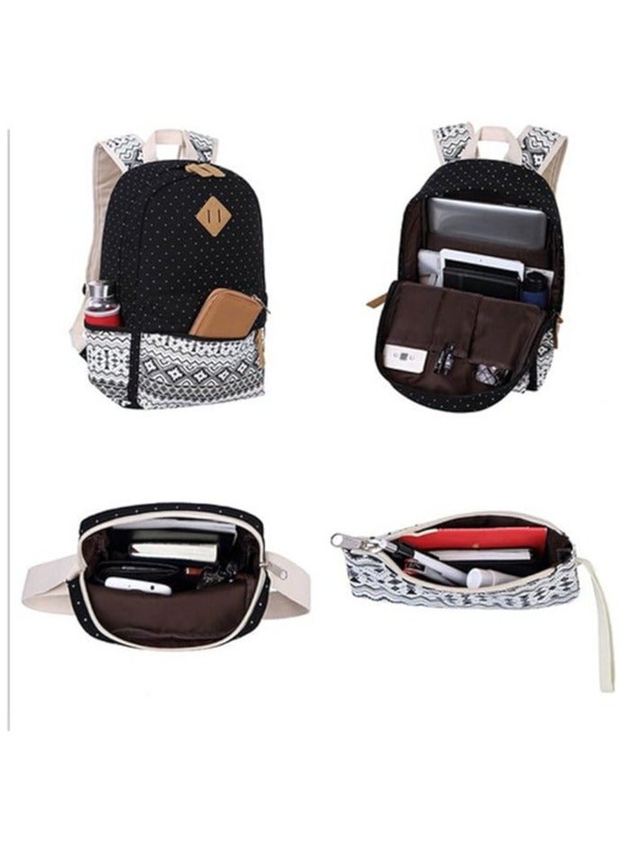 مجموعة  من 3 قطع حقيبة ظهر مدرسية، حقيبة مدرسية كاجوال محمولة للأولاد والبنات، حقيبة ظهر للطلاب، حقيبة ظهر للكمبيوتر المحمول مع حقيبة كروس وحقيبة تخزين، مناسبة للسفر في المدرسة والكلية والمكتب - Image 3